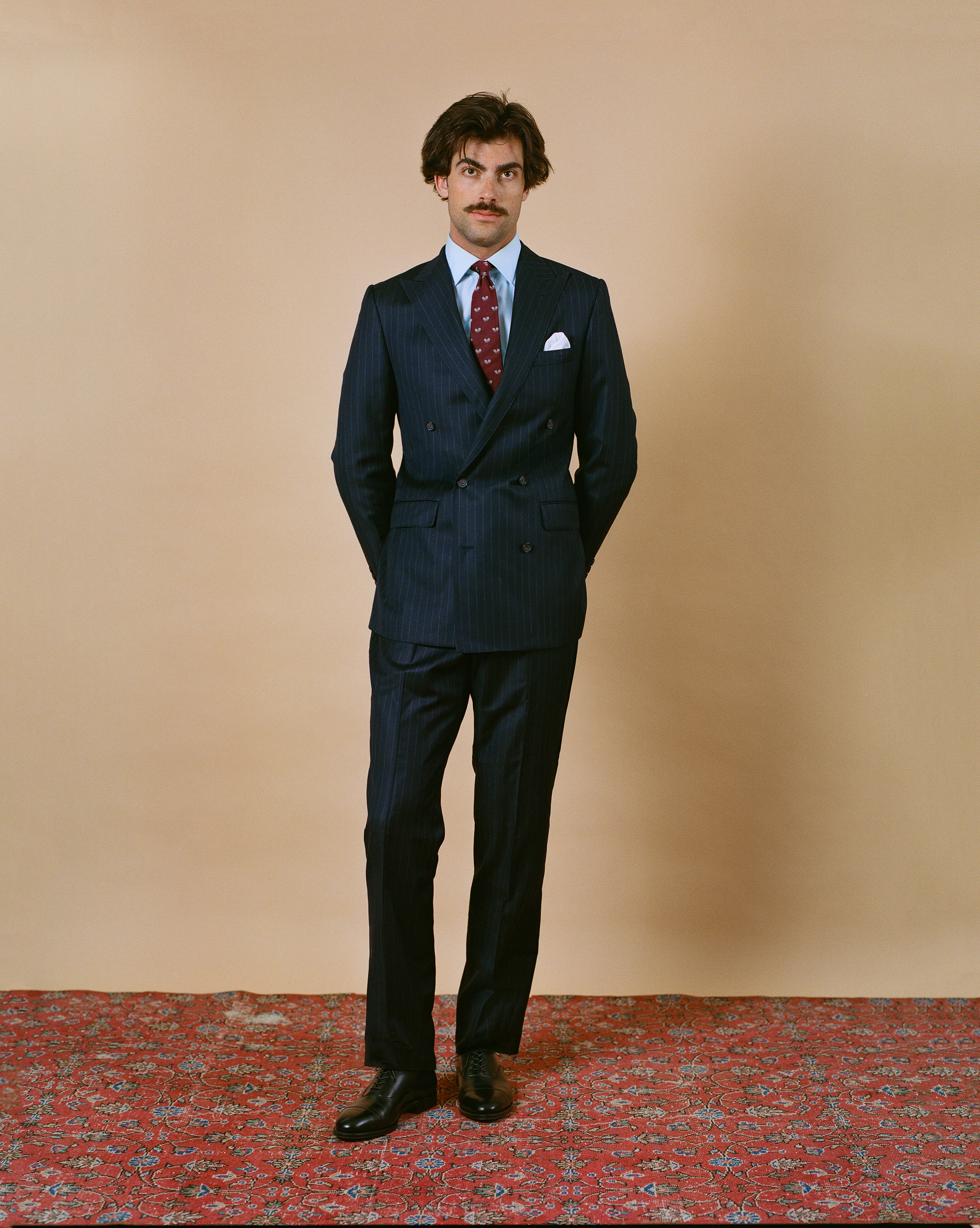 Made-in-USA Navy Chalkstripe Double-Breasted Mayfair Model Suit