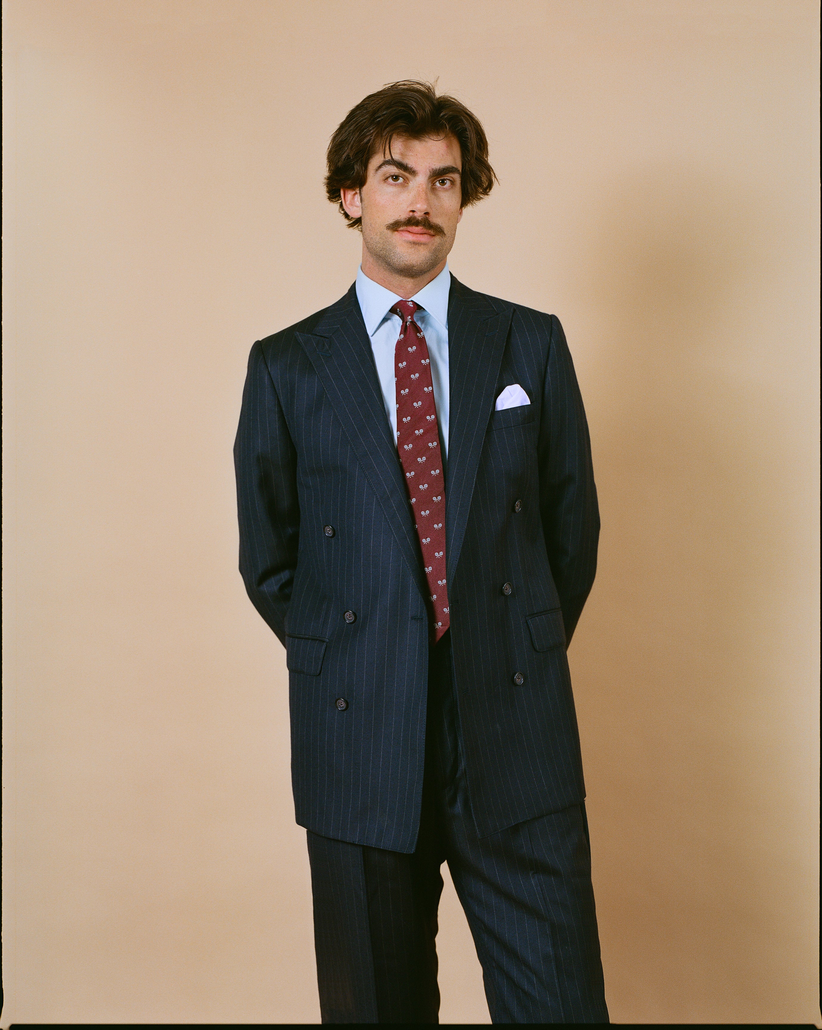 Made-in-USA Navy Chalkstripe Double-Breasted Mayfair Model Suit