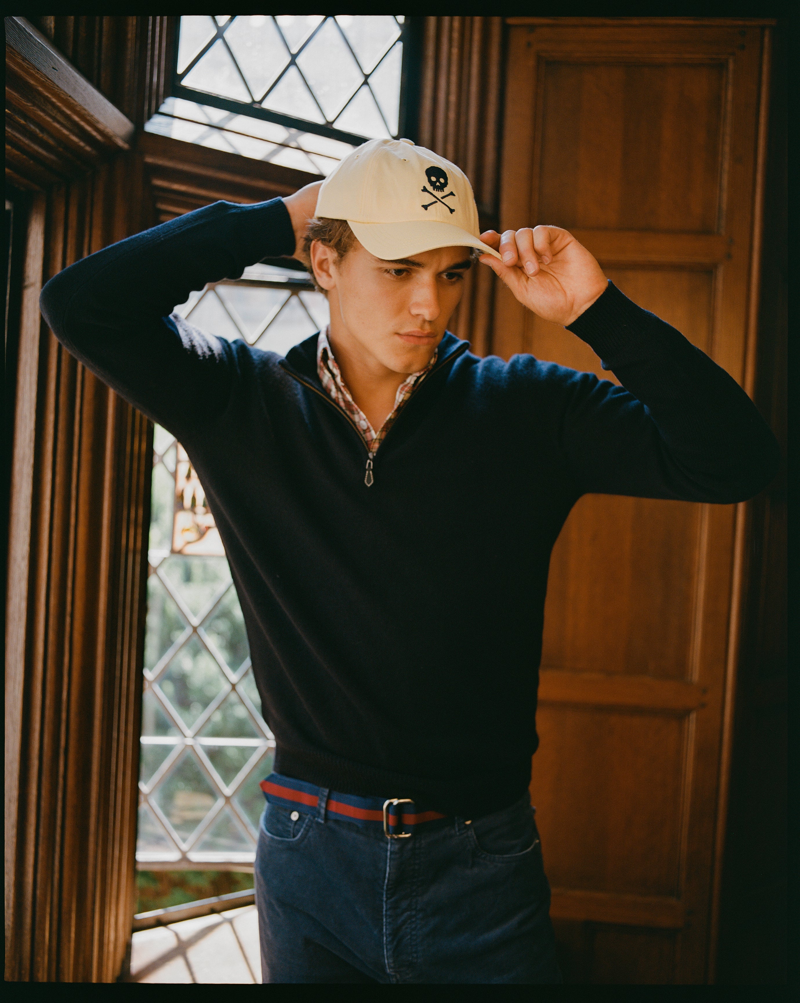 Men's Lambswool 1/4 Zip Sweater - Navy | Men's Sweaters - J. Press