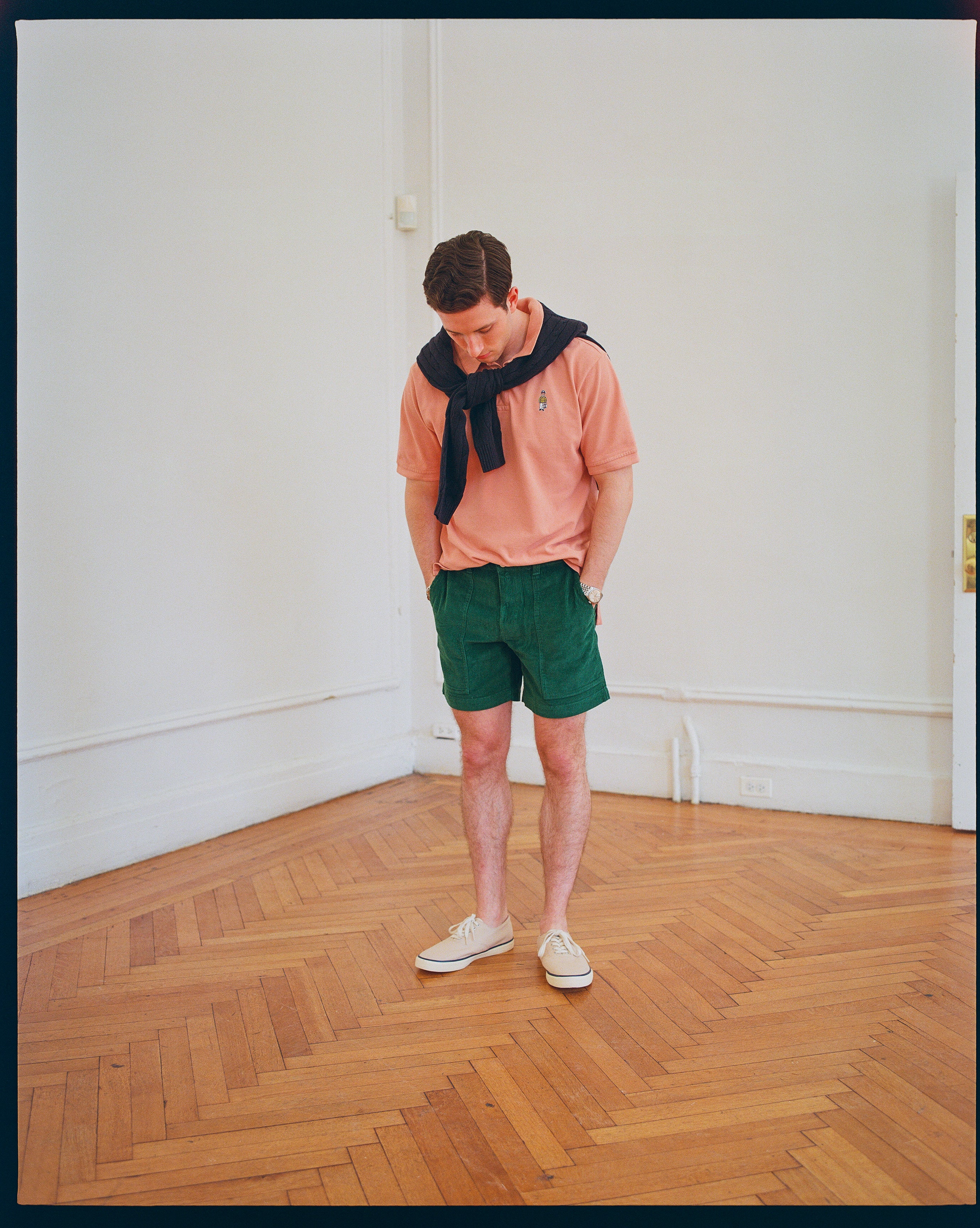 Green Wide-Wale Cotton Corduroy Shorts - Trim Fit