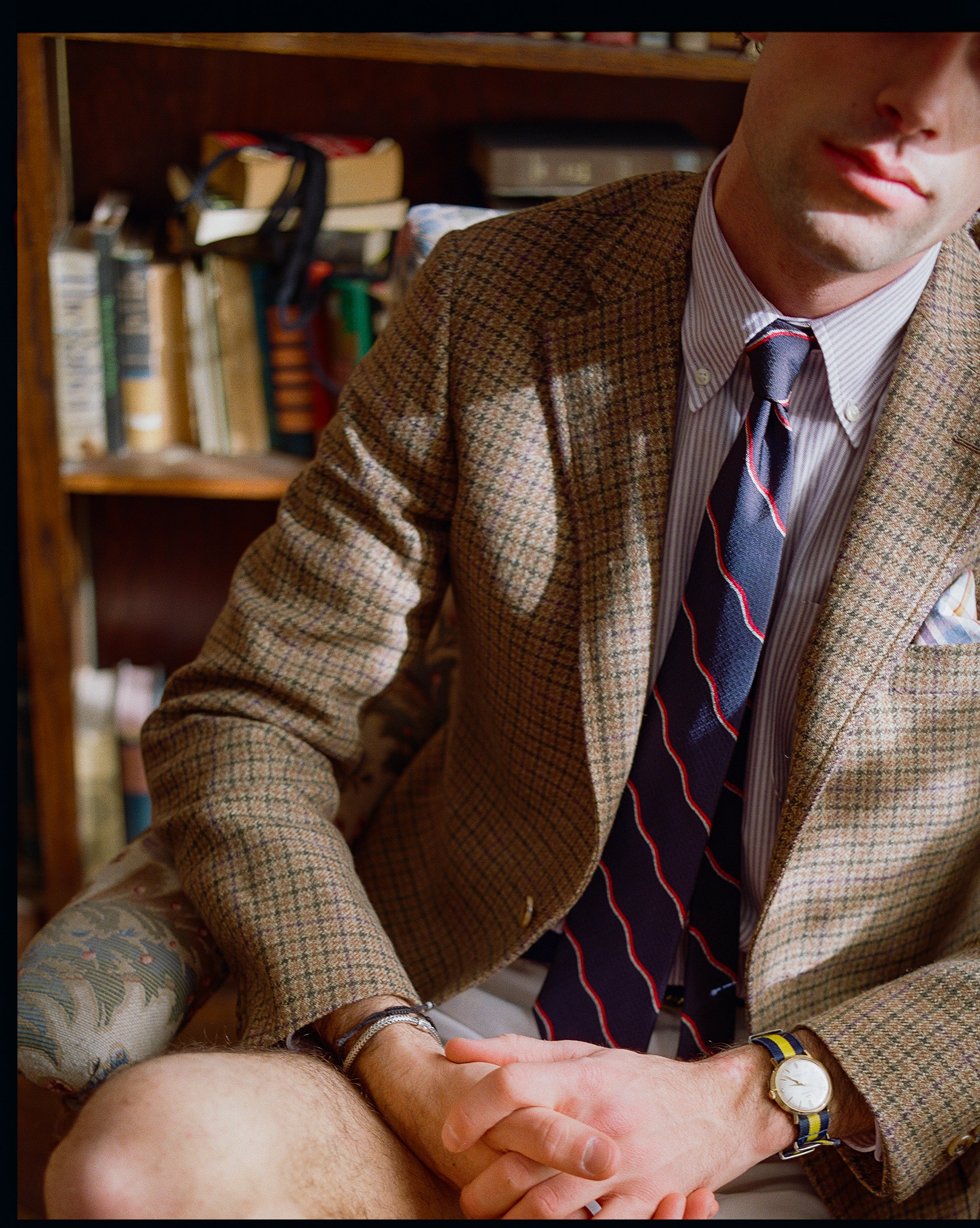 Made-in-USA Brown & Olive Check Linen-Wool Sport Coat