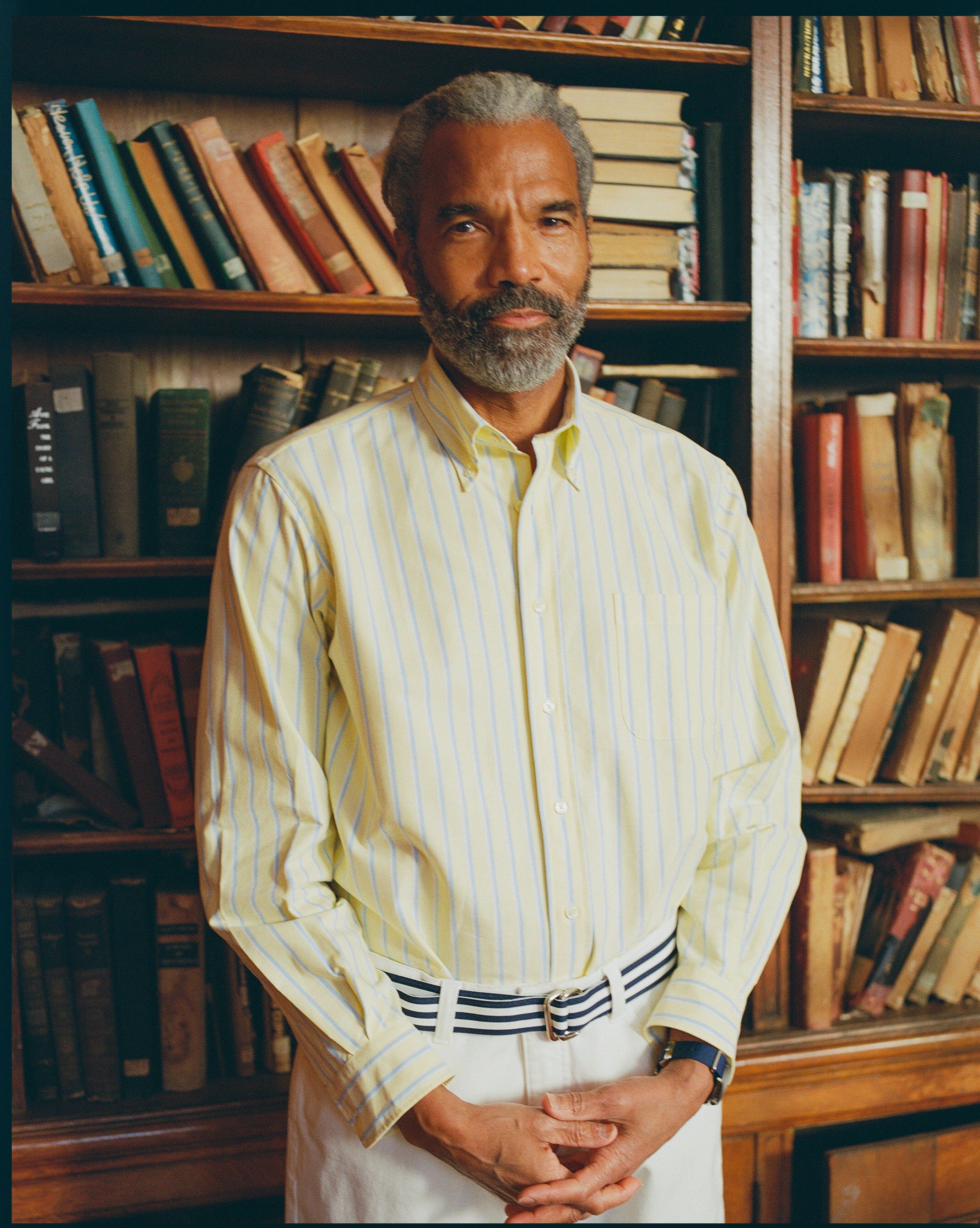 Made-in-USA Yellow, Blue & White Stripe Oxford Cloth Sport Shirt - Classic Fit