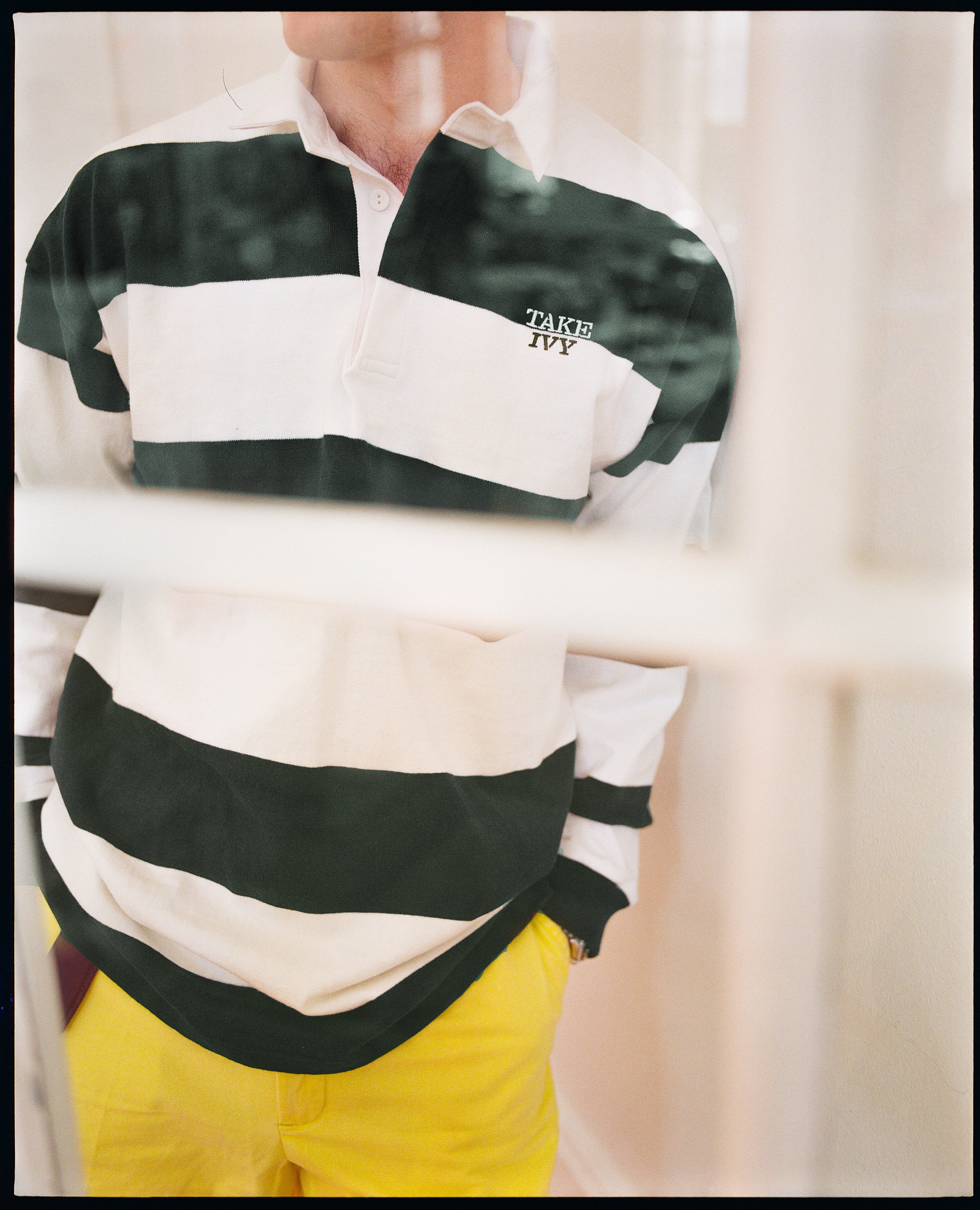 Made-in-USA Take Ivy Green Guard Stripe Cotton Rugby