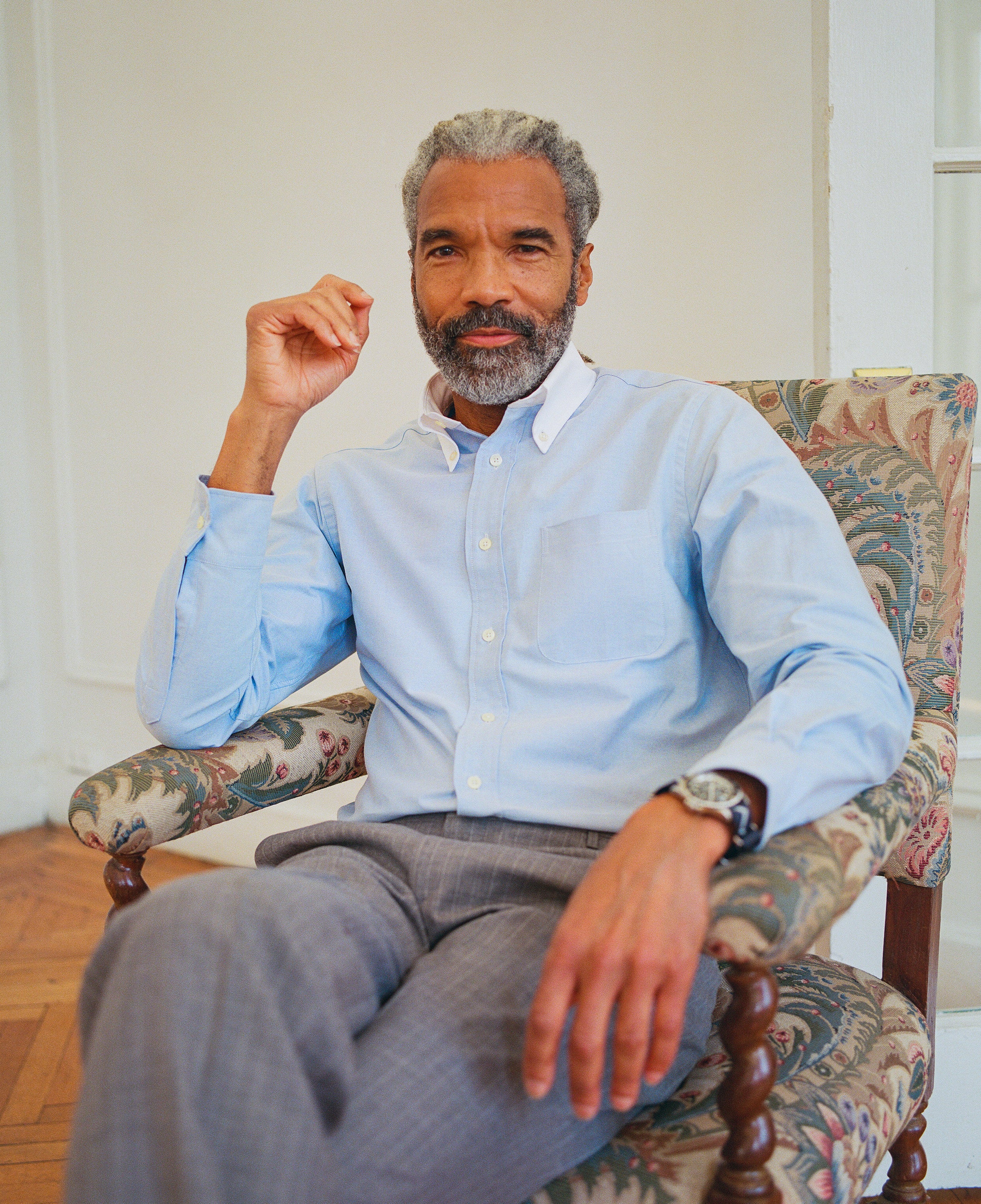 Made-in-USA Blue Contrast Collar Oxford Cloth Sport Shirt - Regular Fit