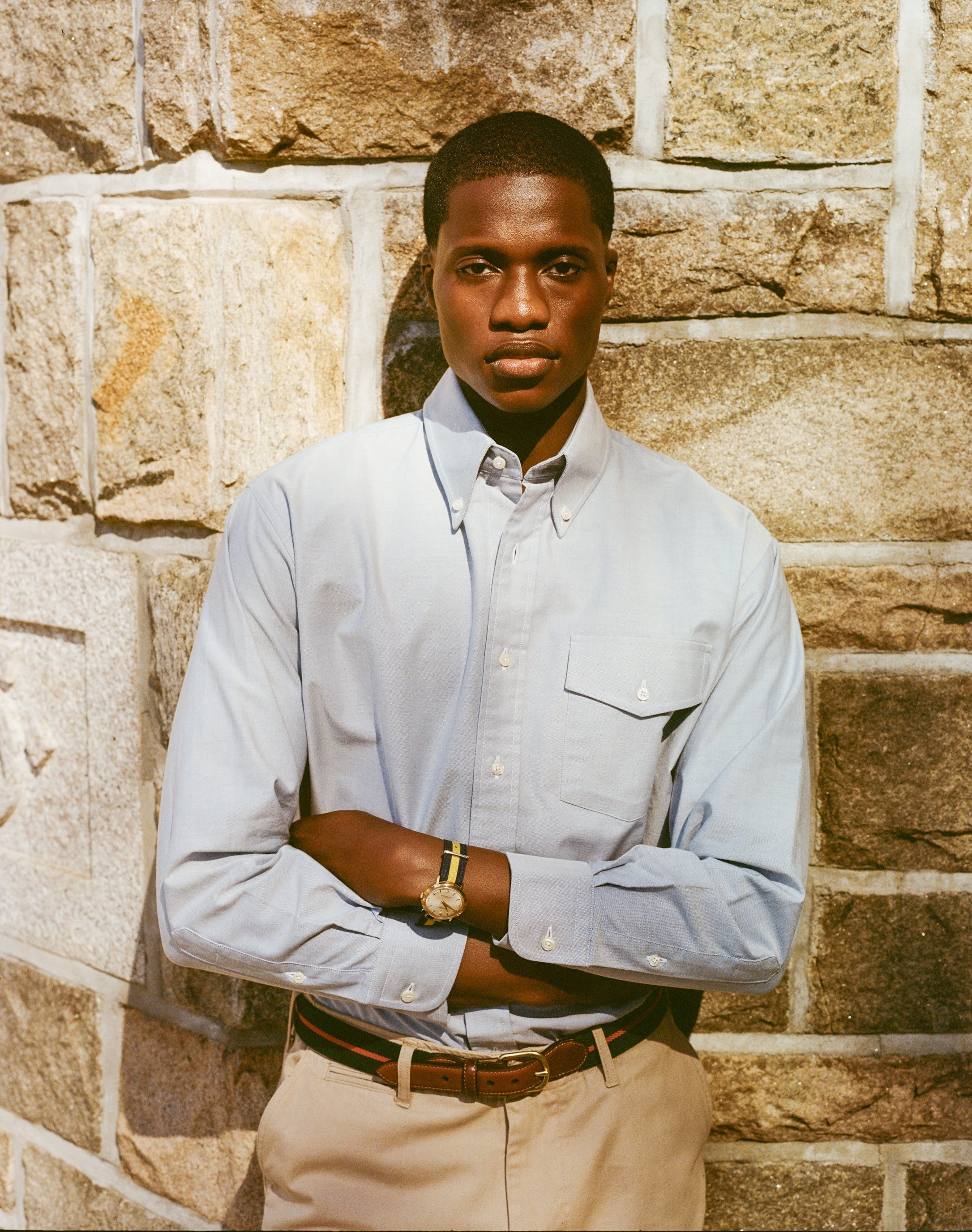 Made-in-USA Flap Pocket Blue Oxford Cloth Button Down Shirt - Regular