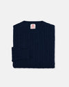 Made-in-Scotland Navy Cashmere Cableknit Sweater