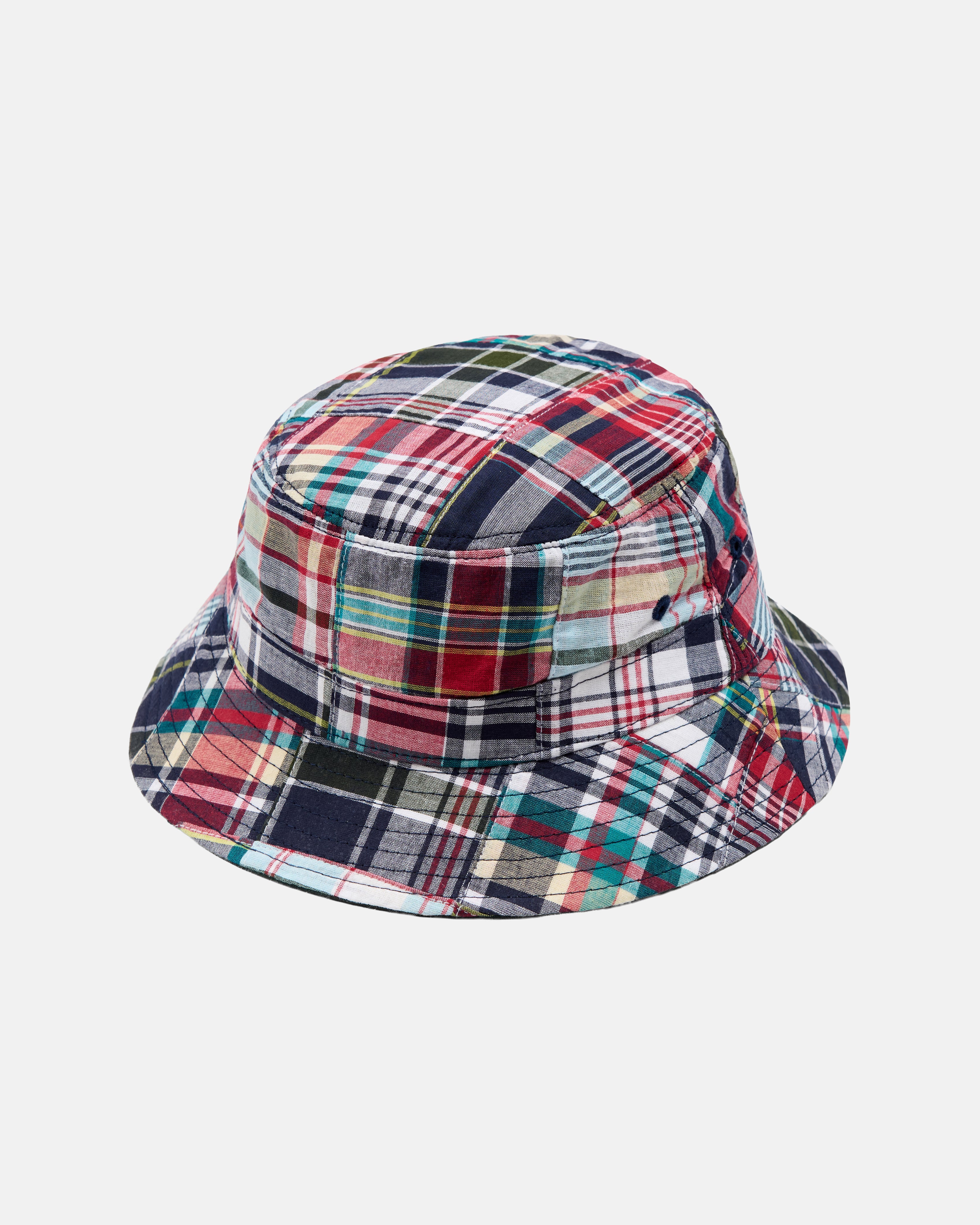 帽子 yu. Patchwork Madras Crusher Made-in-USA Patchwork Madras Bucket Hat