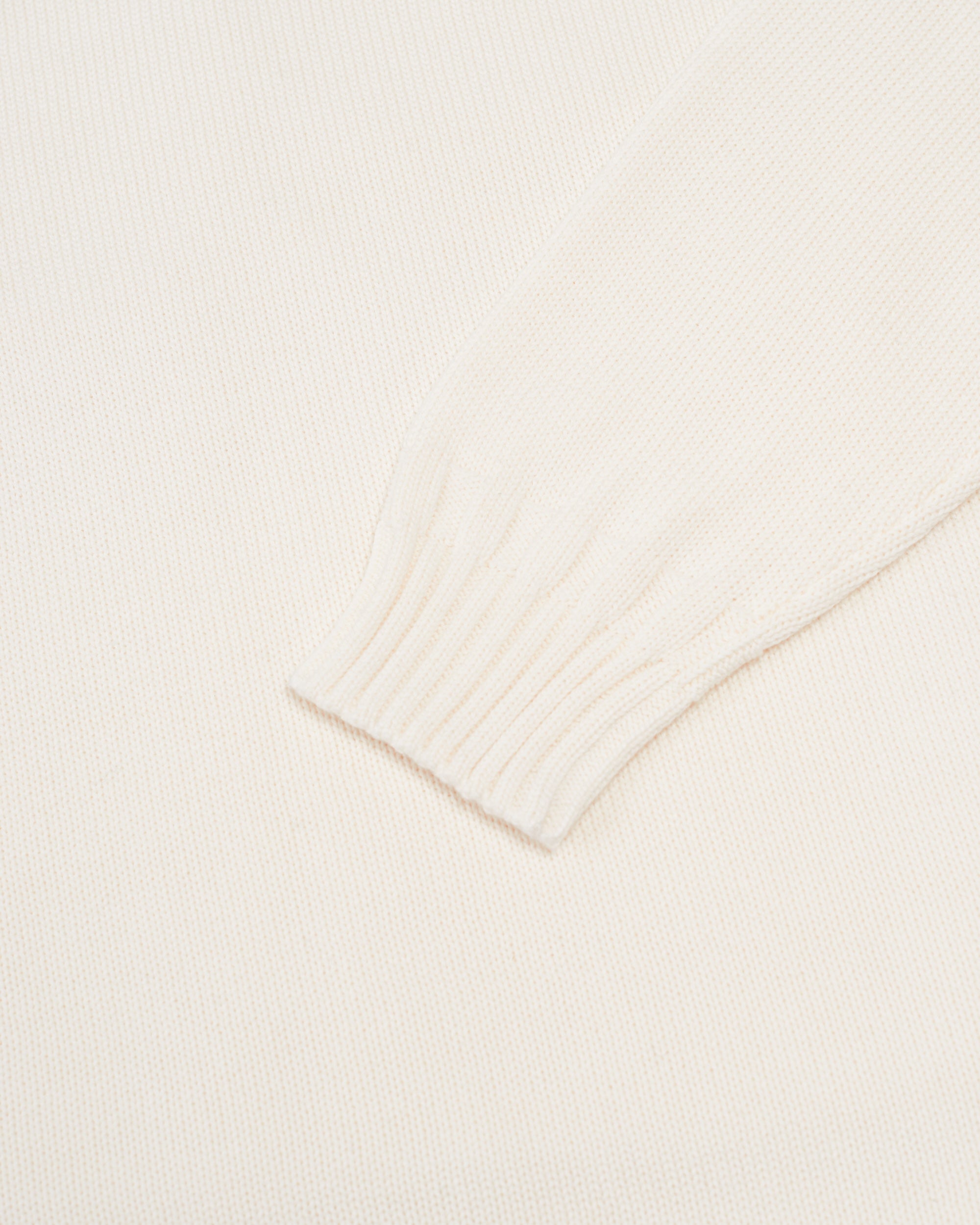 Ecru Fine Knit Cotton Crewneck Sweater