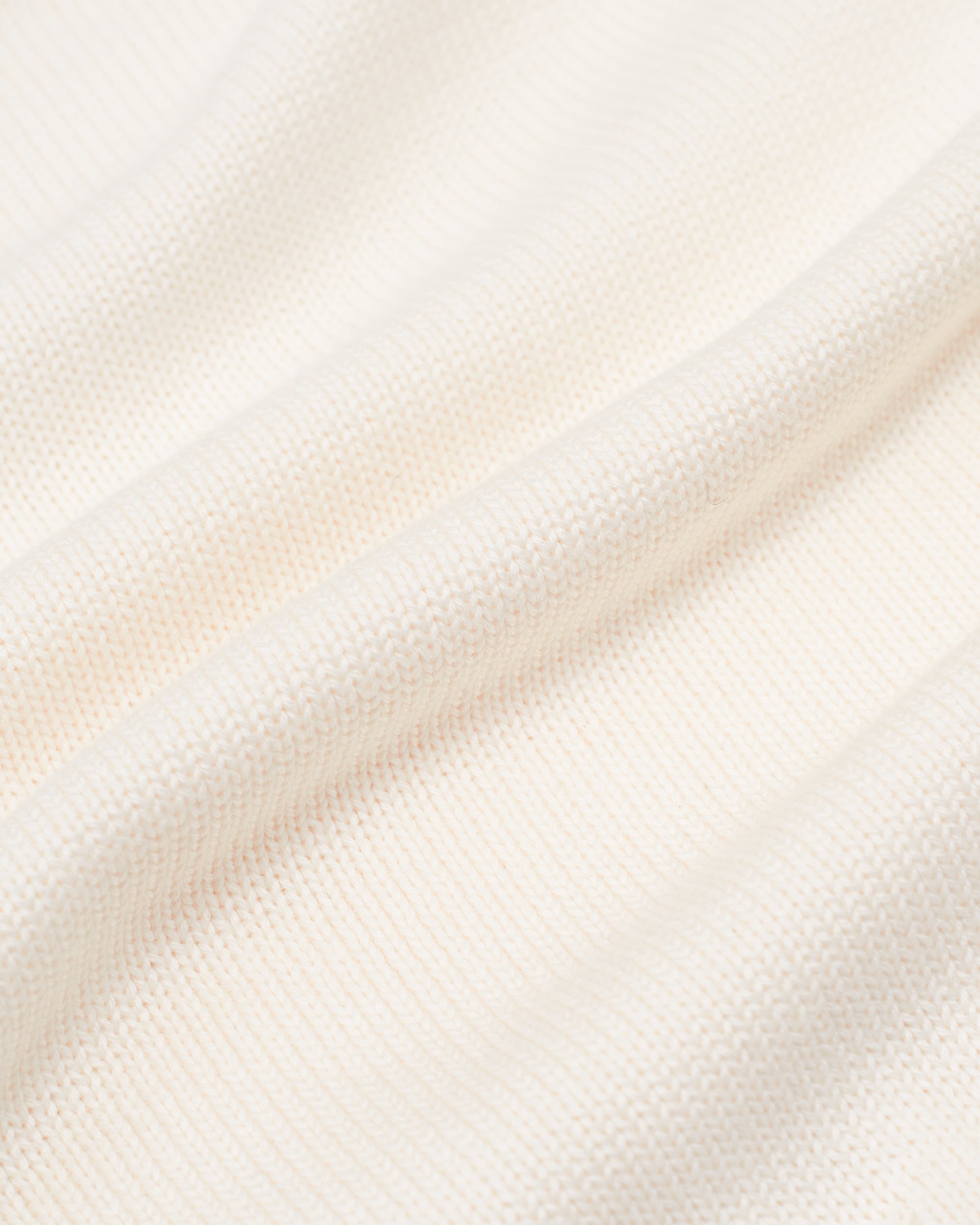 Ecru Fine Knit Cotton Crewneck Sweater