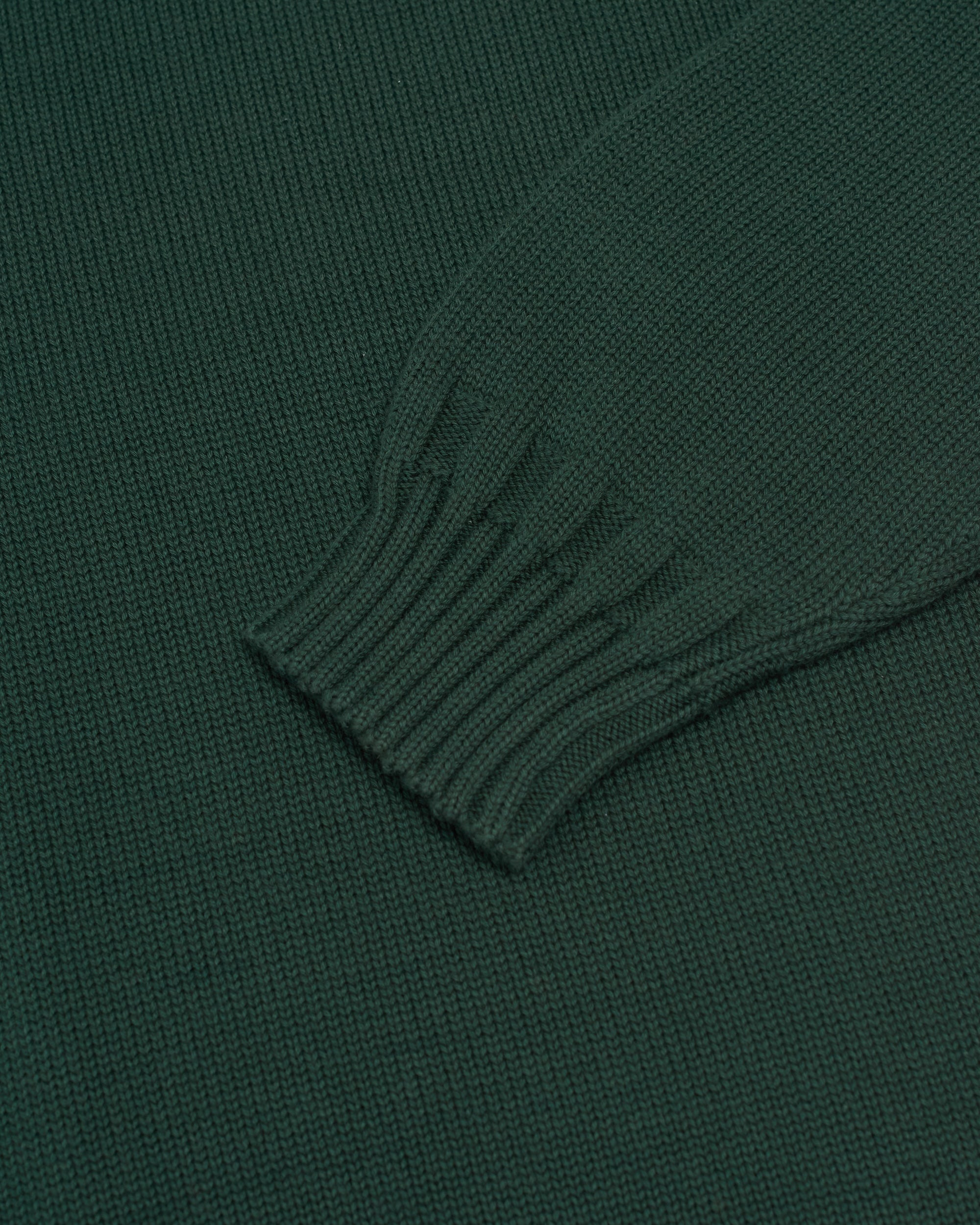 Green Fine Knit Cotton Crewneck Sweater