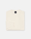 Ecru Fine Knit Cotton Crewneck Sweater