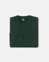 Green Fine Knit Cotton Crewneck Sweater