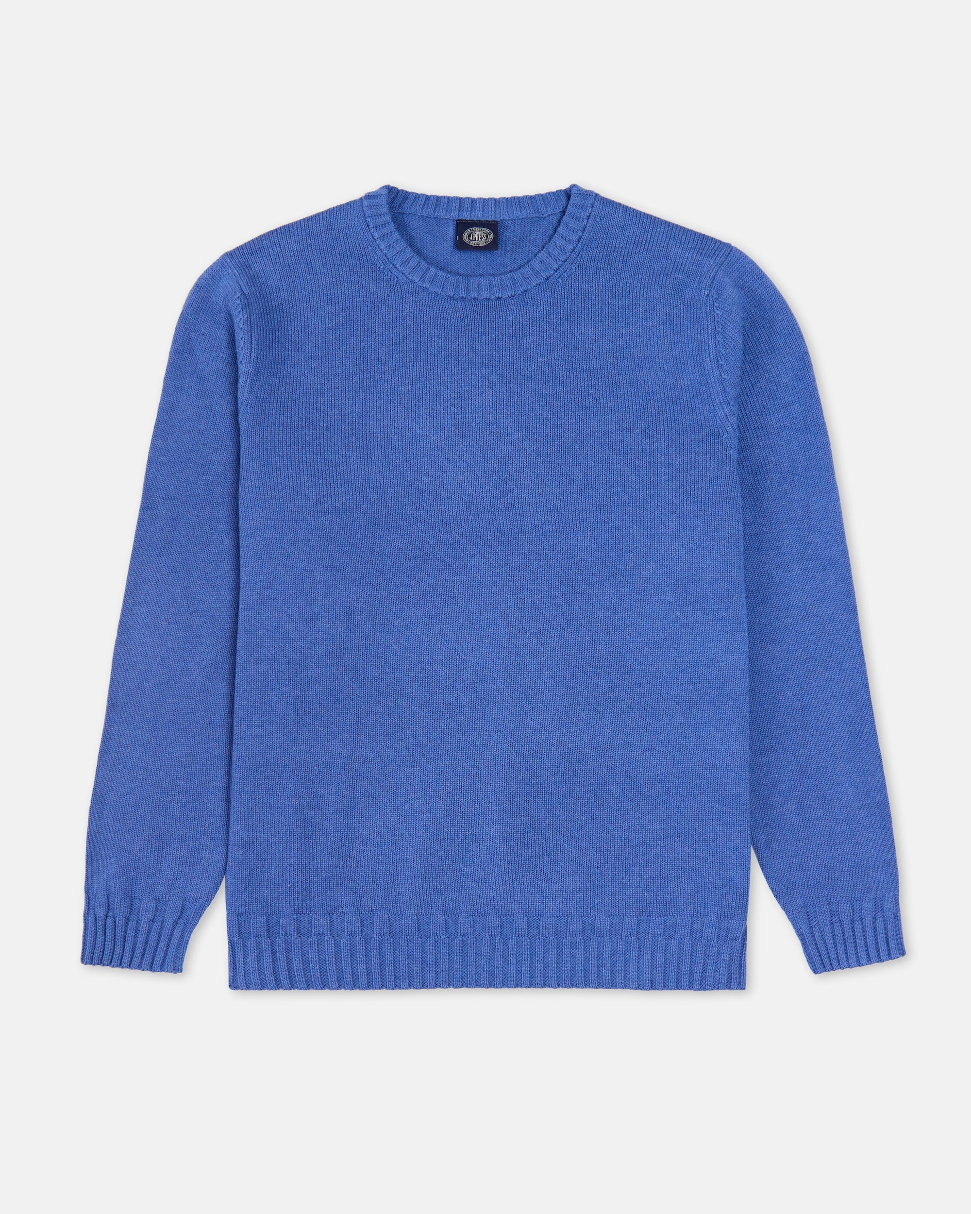 Indigo Fine Knit Cotton Crewneck Sweater