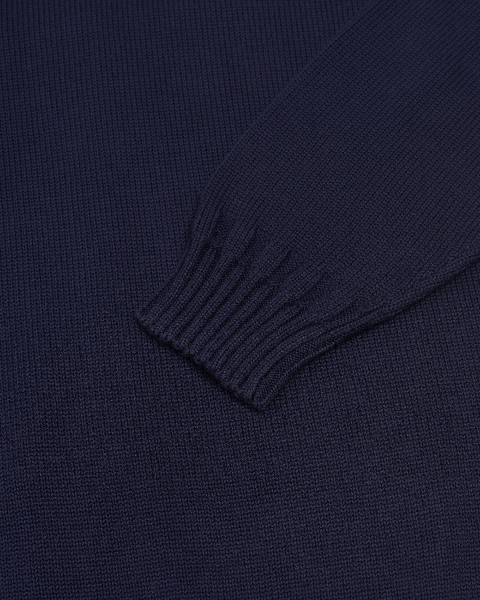 Navy Fine Knit Cotton Crewneck Sweater