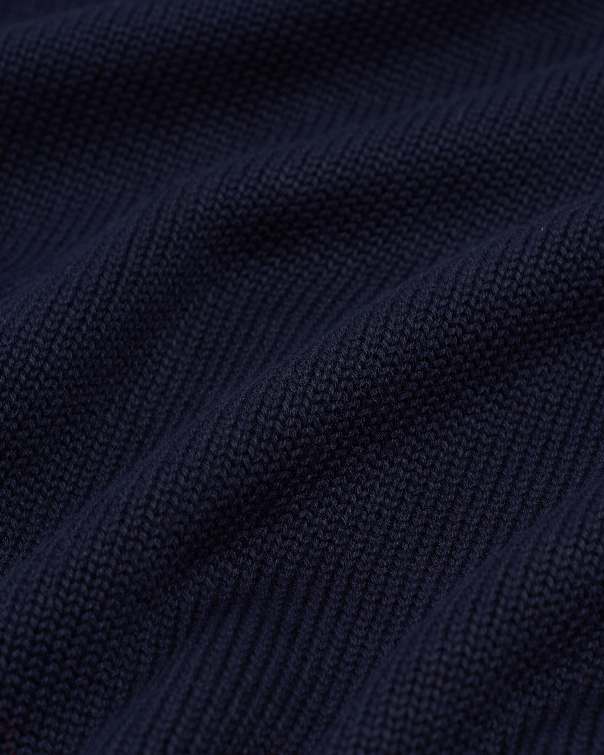 Navy Fine Knit Cotton Crewneck Sweater