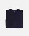 Navy Fine Knit Cotton Crewneck Sweater
