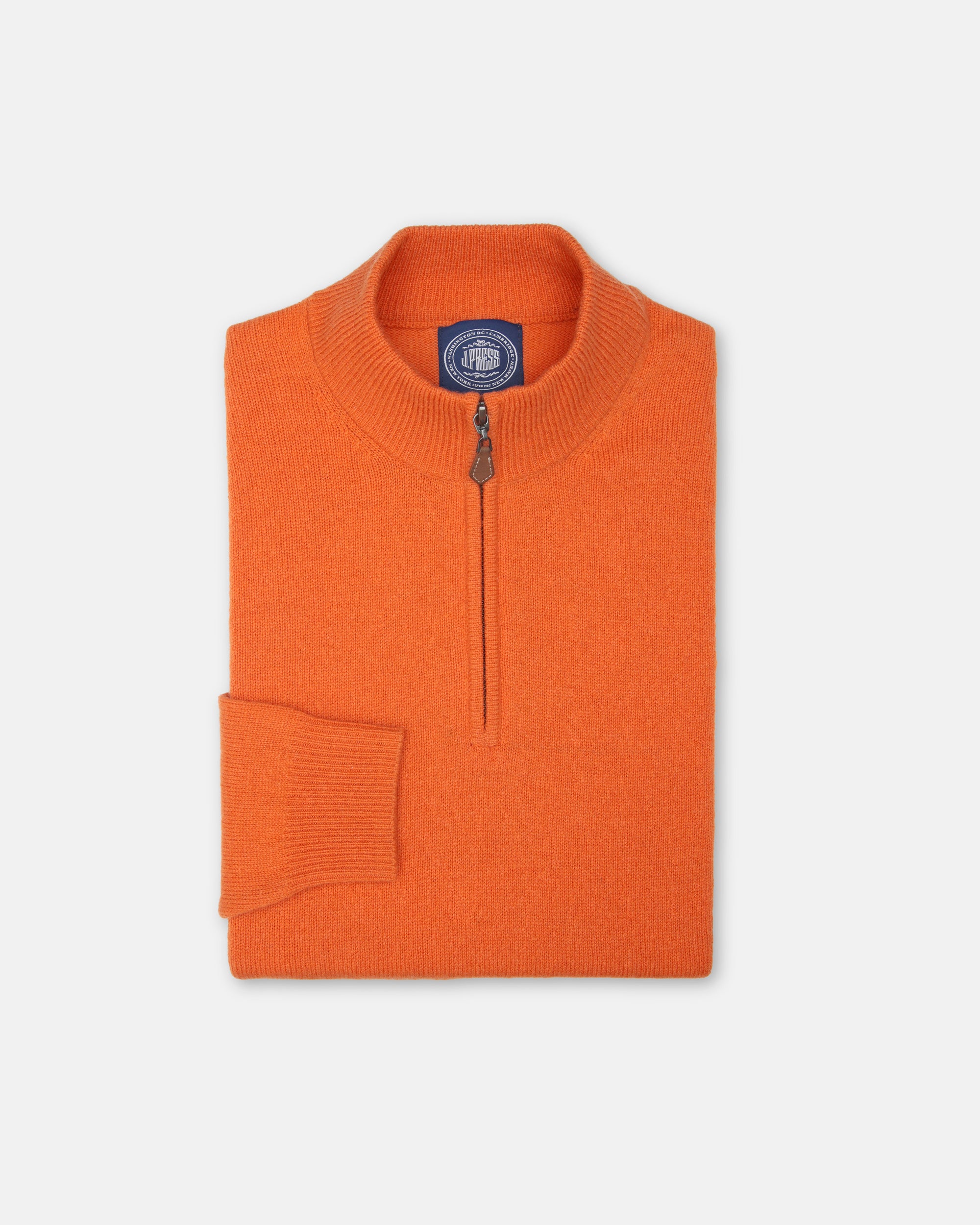 Men's Lambswool 1/4 Zip Sweater - Orange | Men's Sweaters - J. Press