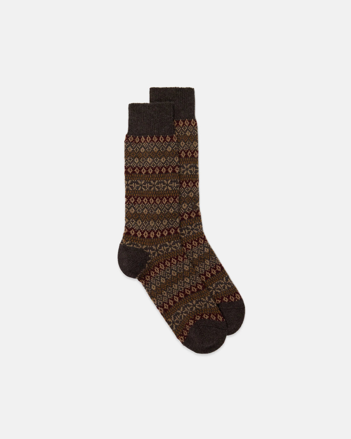 Dark Grey Fair Isle Cashmere Socks