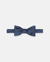 Made-in-UK Navy Printed Foulard Silk Bow Tie