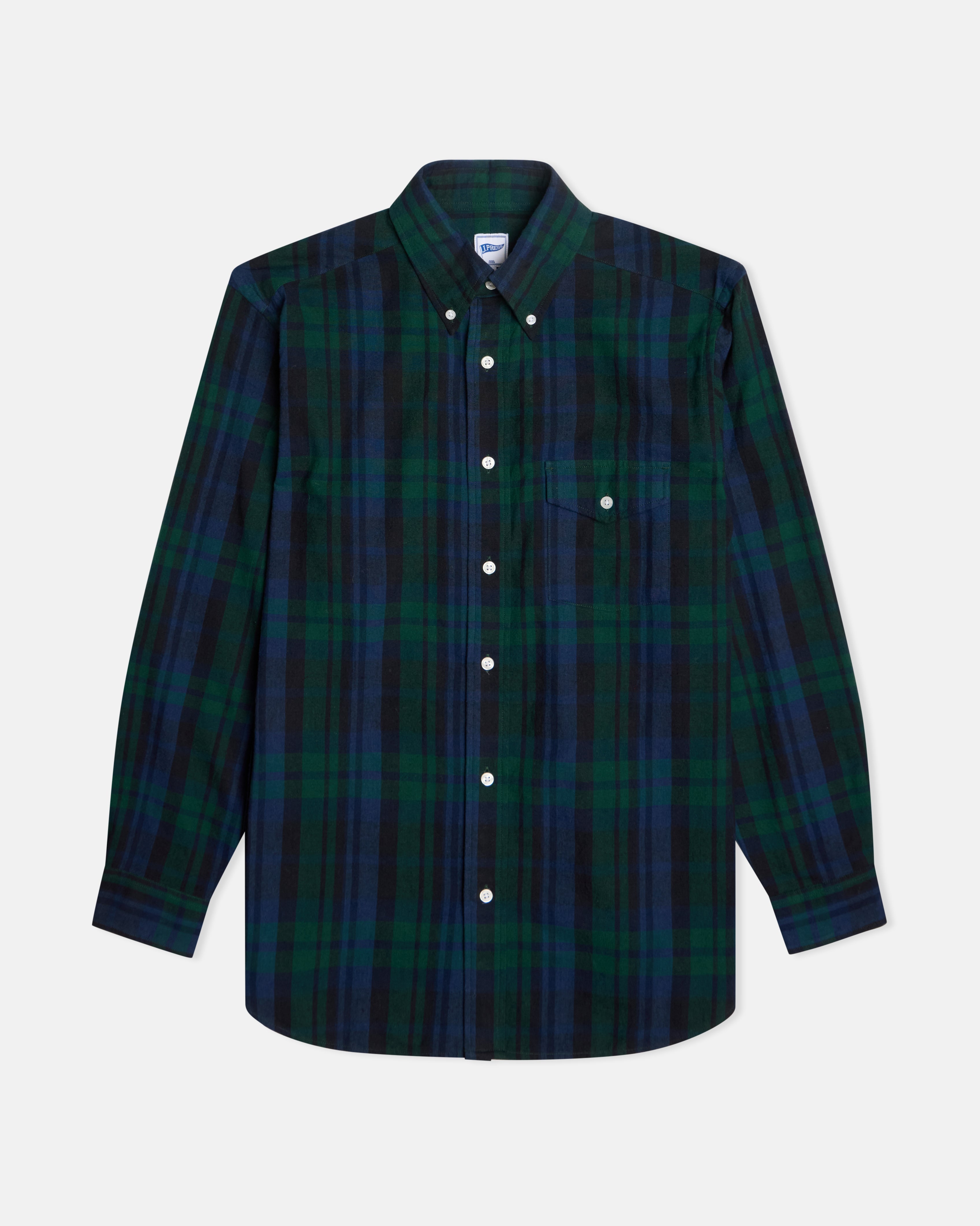 Blackwatch Tartan Cotton Flannel Sport Shirt - Trim Fit