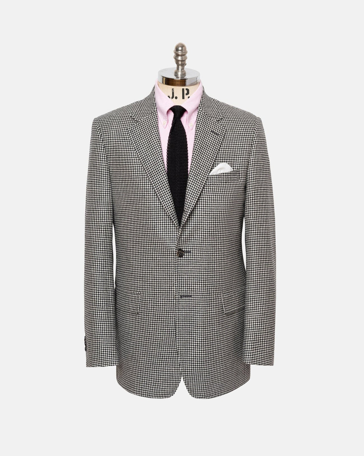 Made-in-Canada Black & White Houndstooth Pure Cashmere Sport Coat