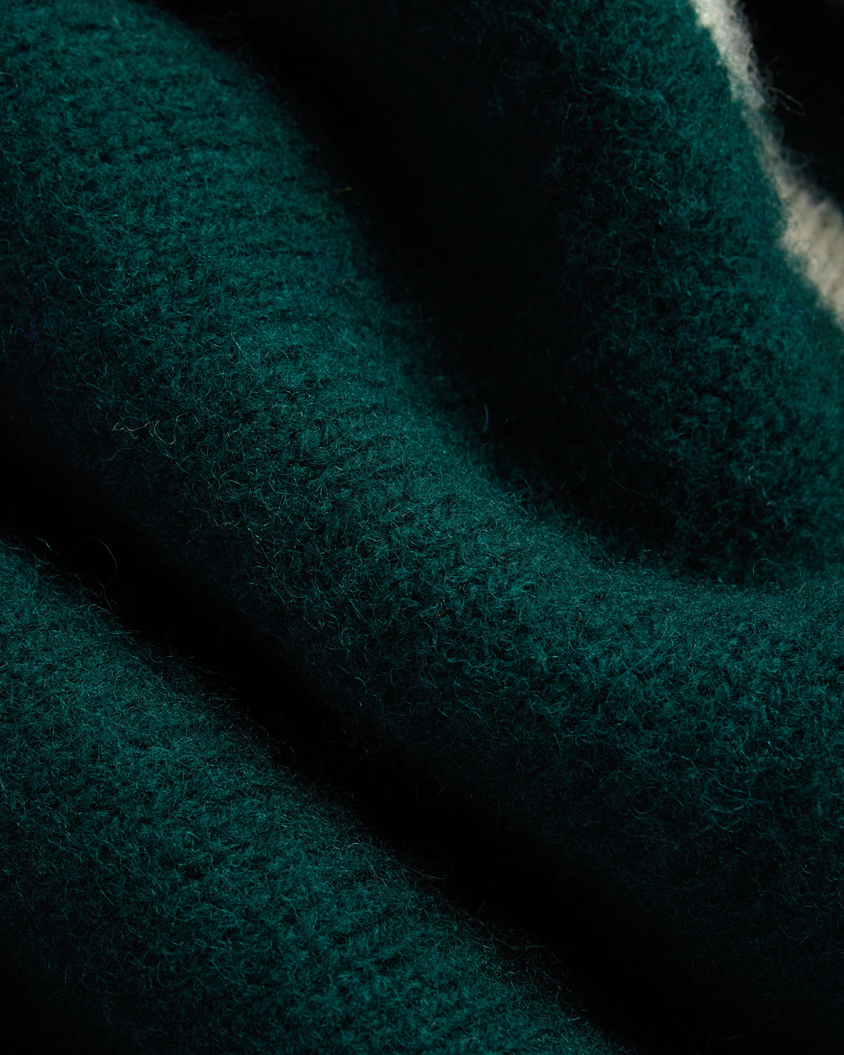 Made-in-Scotland Green Chest Stripe Shaggy Dog Sweater - Trim Fit