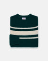 Made-in-Scotland Green Chest Stripe Shaggy Dog Sweater - Trim Fit