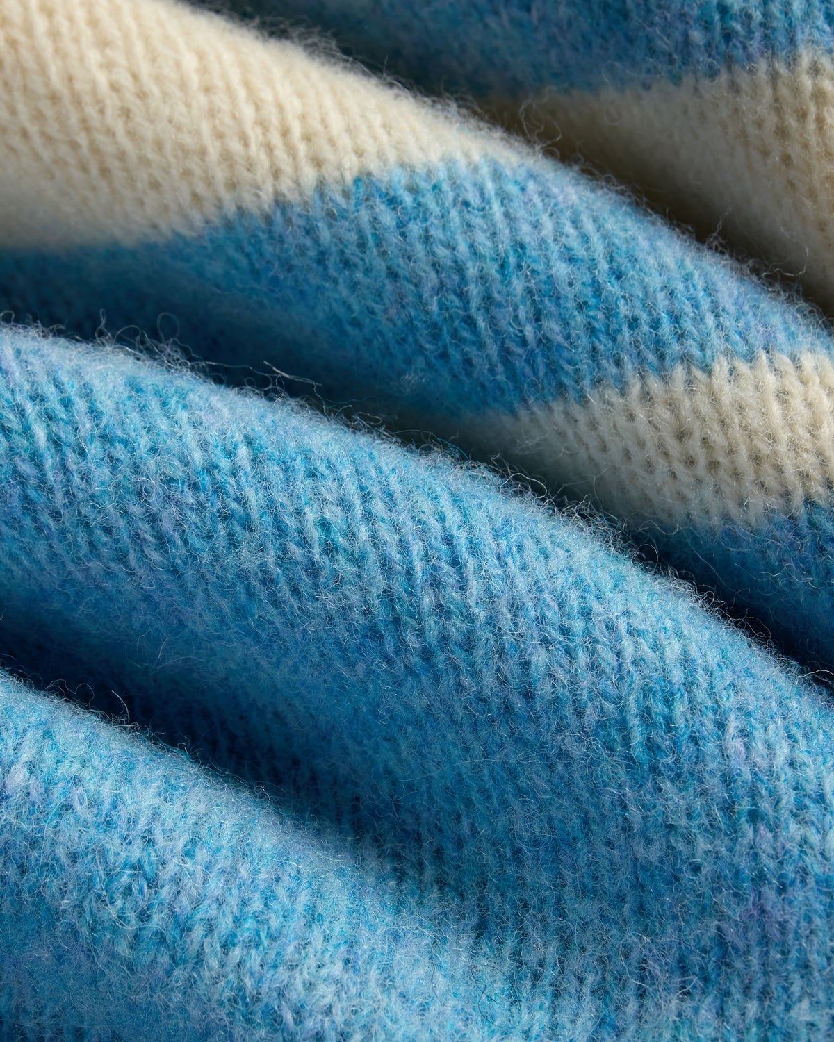 Made-in-Scotland Light Blue Chest Stripe Shaggy Dog Sweater - Trim Fit