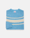Made-in-Scotland Light Blue Chest Stripe Shaggy Dog Sweater - Trim Fit