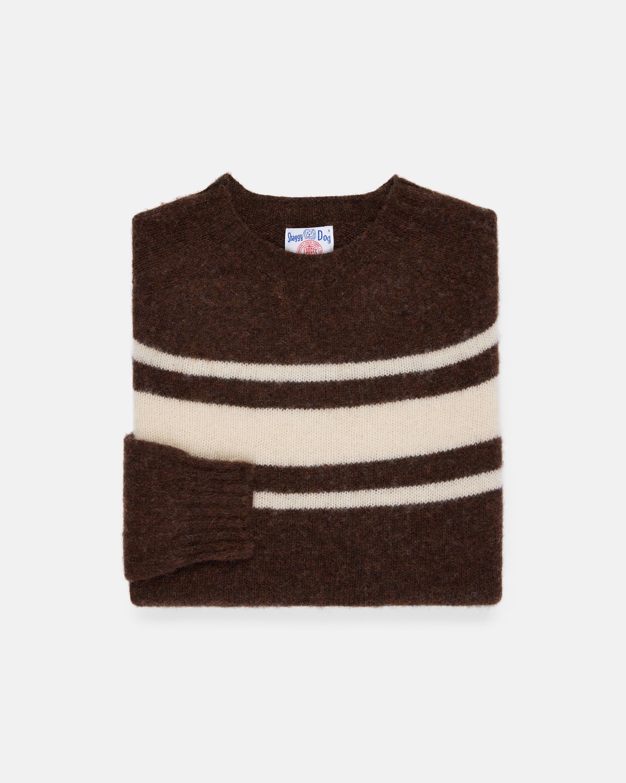 Shaggy Dog Sweater Brown Chest Stripe - Trim Fit | J.PRESS
