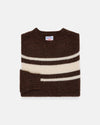 Made-in-Scotland Brown Chest Stripe Shaggy Dog Sweater - Trim Fit