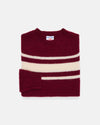 Made-in-Scotland Burgundy Chest Stripe Shaggy Dog Sweater - Trim Fit