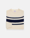Made-in-Scotland Natural Chest Stripe Shaggy Dog Sweater - Trim Fit