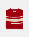Made-in-Scotland Red Chest Stripe Shaggy Dog Sweater - Trim Fit