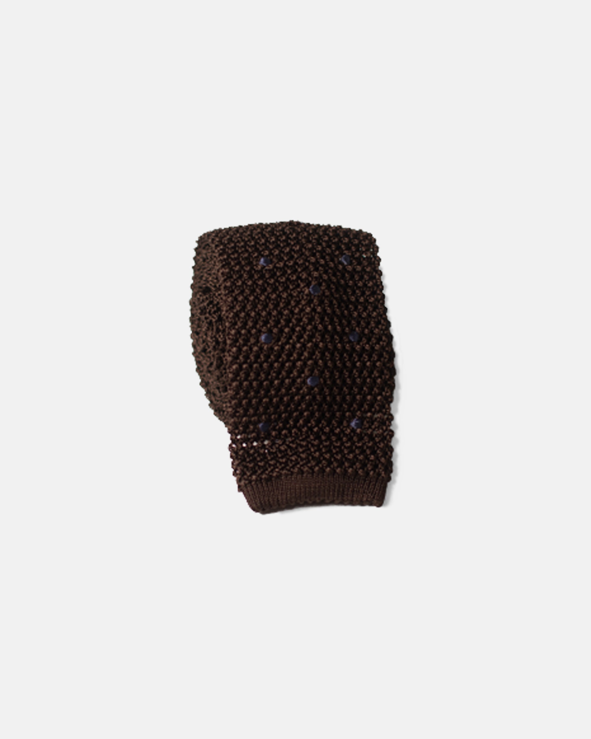 Made-in-Italy Brown & Blue Dot Silk Knit Tie