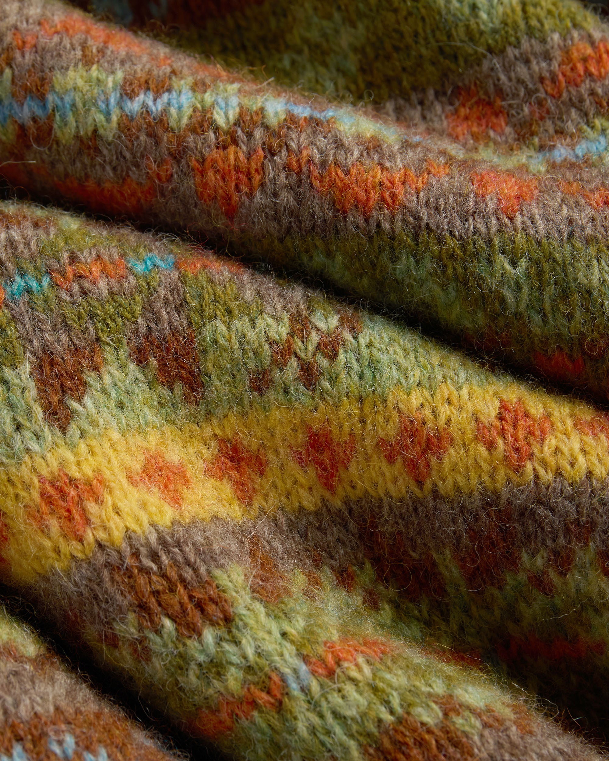 Made-in-Scotland Light Green Fair Isle Crew Neck Sweater