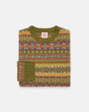 Made-in-Scotland Light Green Fair Isle Crew Neck Sweater - Trim Fit