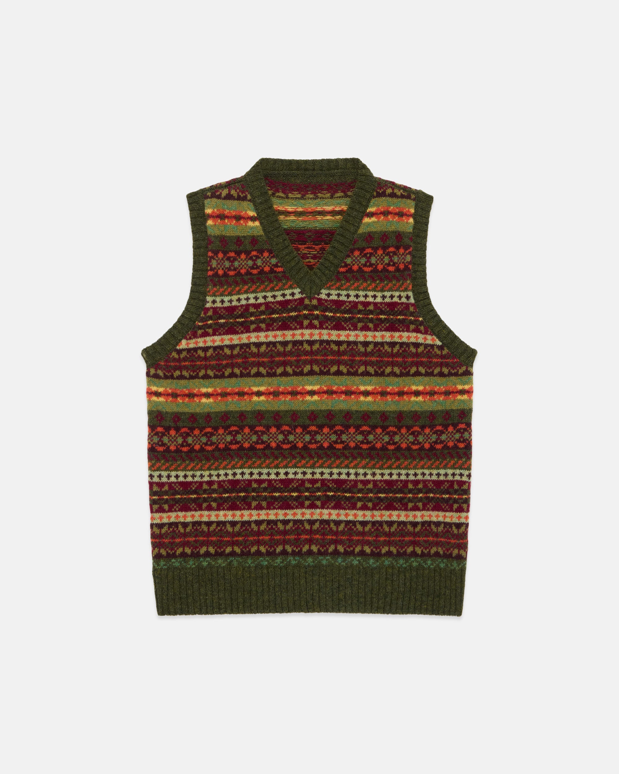 Made-in-Scotland Green Fair Isle Vest