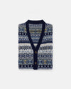 Made-in-Scotland Navy Fair Isle Cardigan Vest - Trim Fit