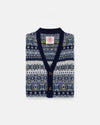 Made-in-Scotland Navy Fair Isle Cardigan Vest - Trim Fit