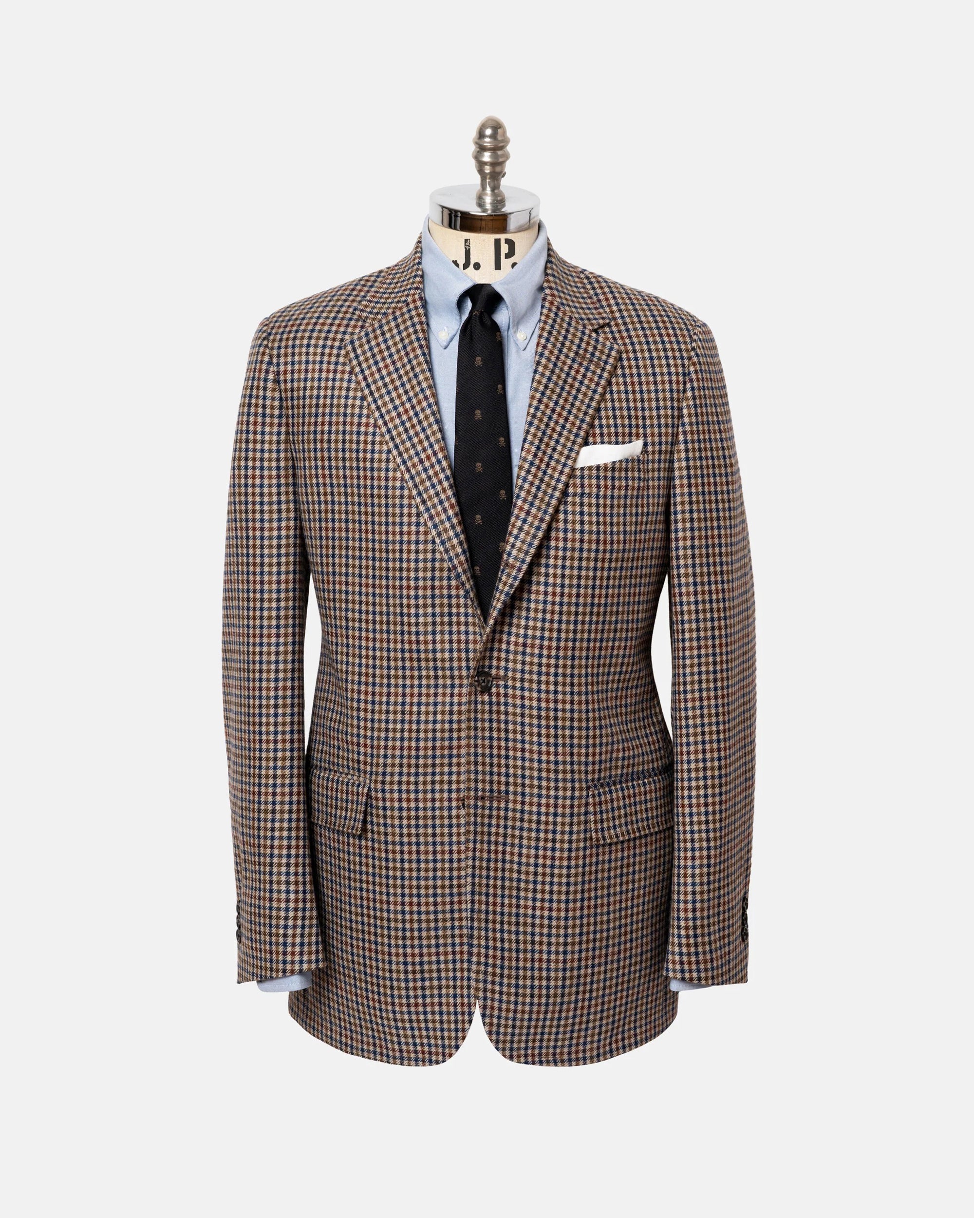 Made-in-Canada Tan & Navy Check Pure Cashmere Sport Coat