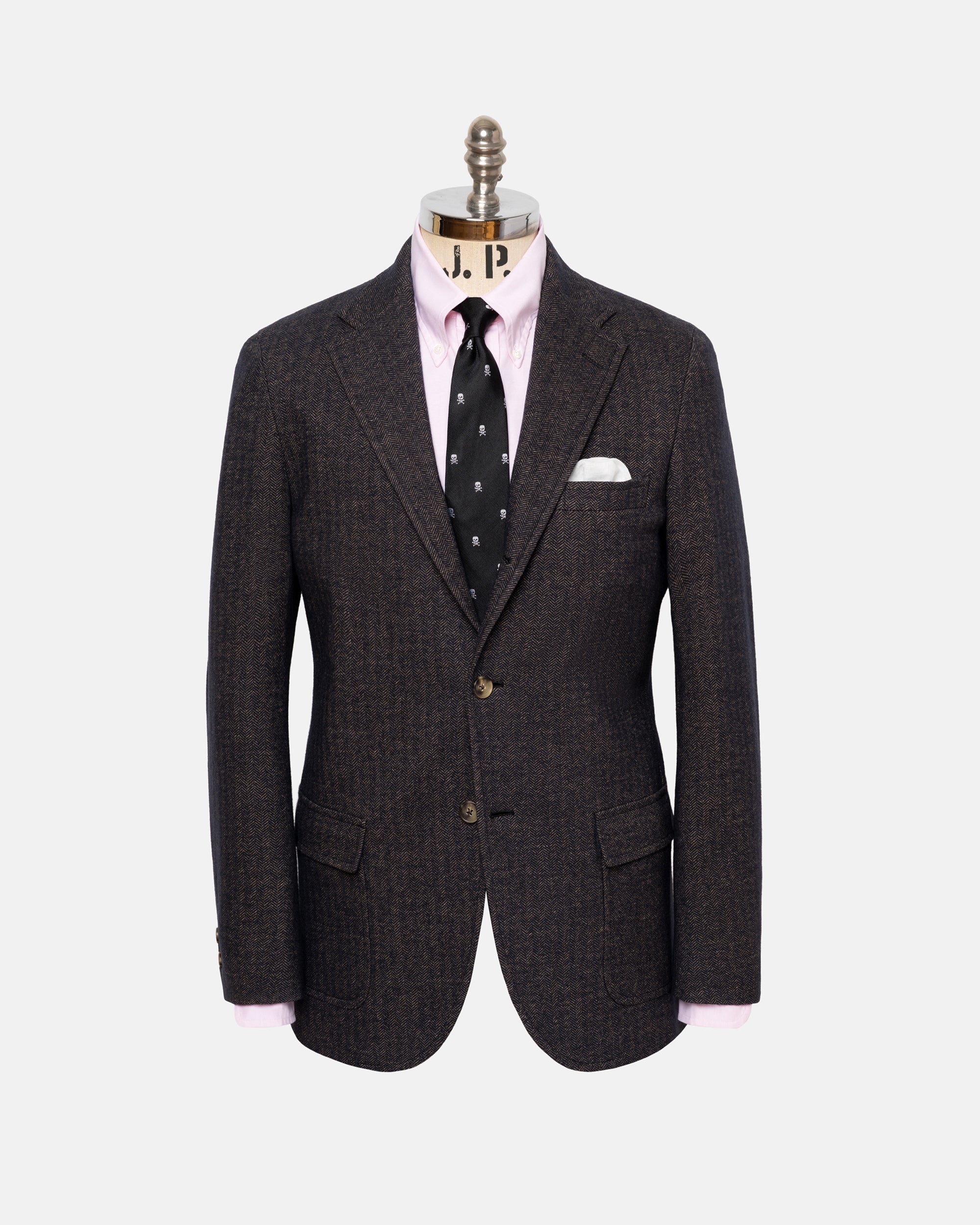 Brown Herringbone Knit Sport Coat | J.PRESS