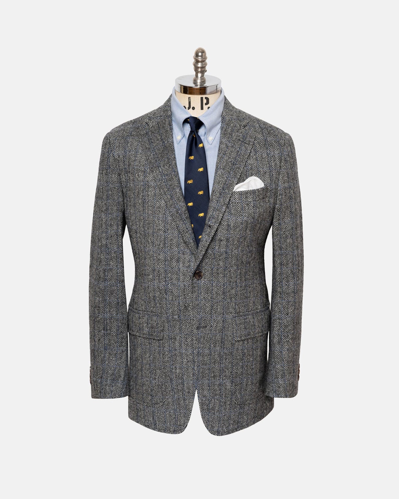 Black & White Herringbone Cheviot Tweed Sport Coat | J. PRESS