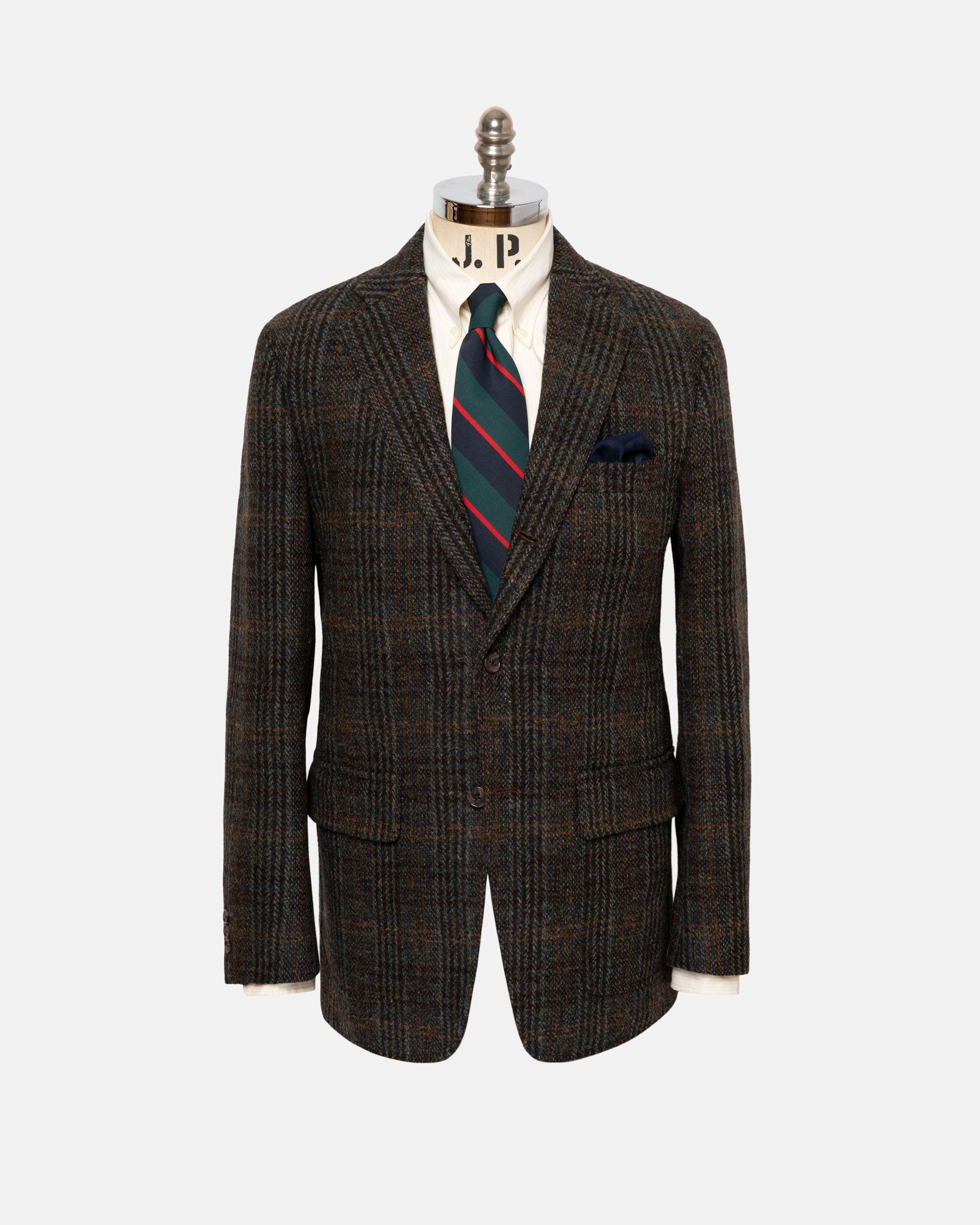 Made-in-USA Olive Plaid Harris Tweed Sport Coat - Custom Make