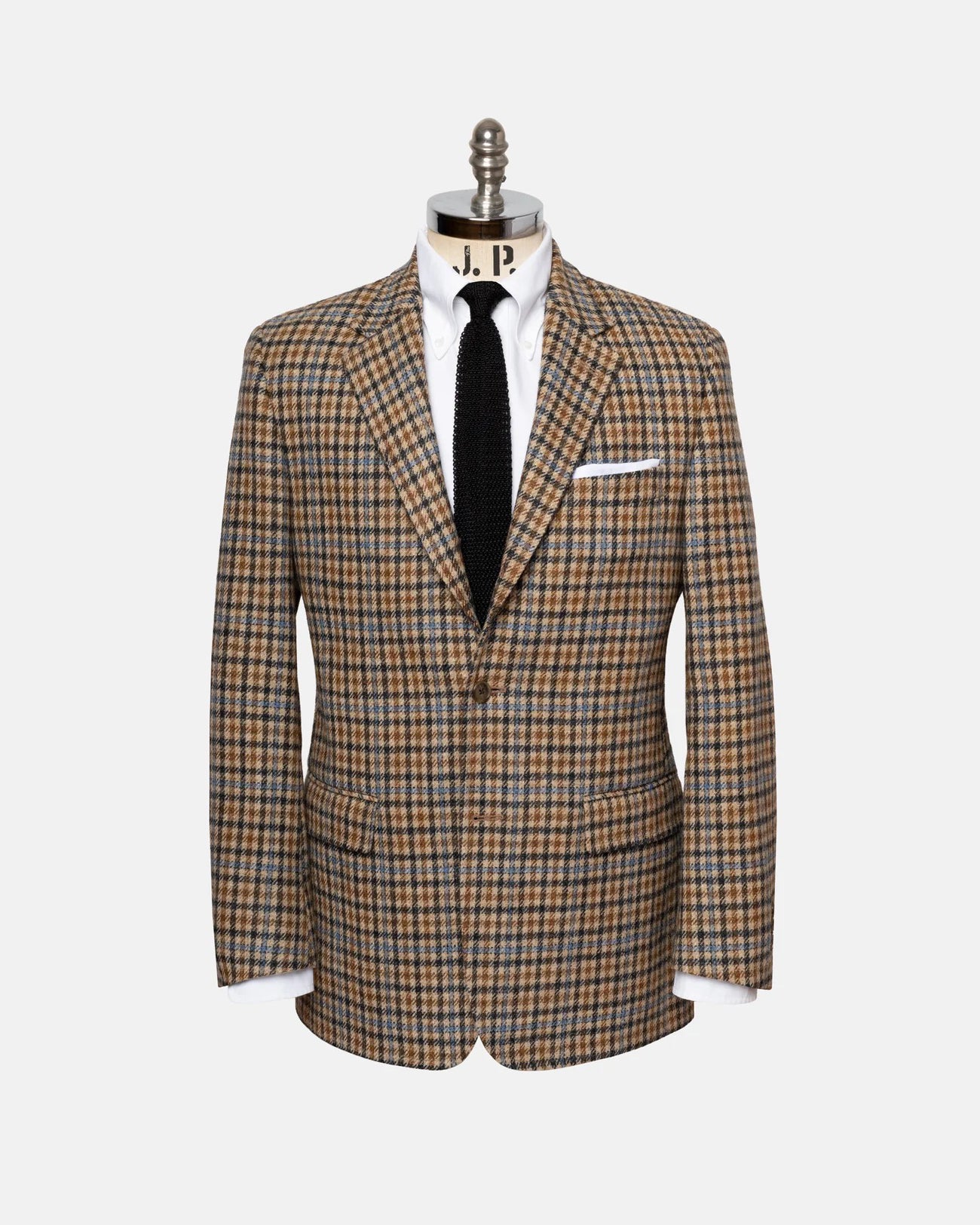 Tan Check with Blue Windowpane Sport Coat | J. PRESS
