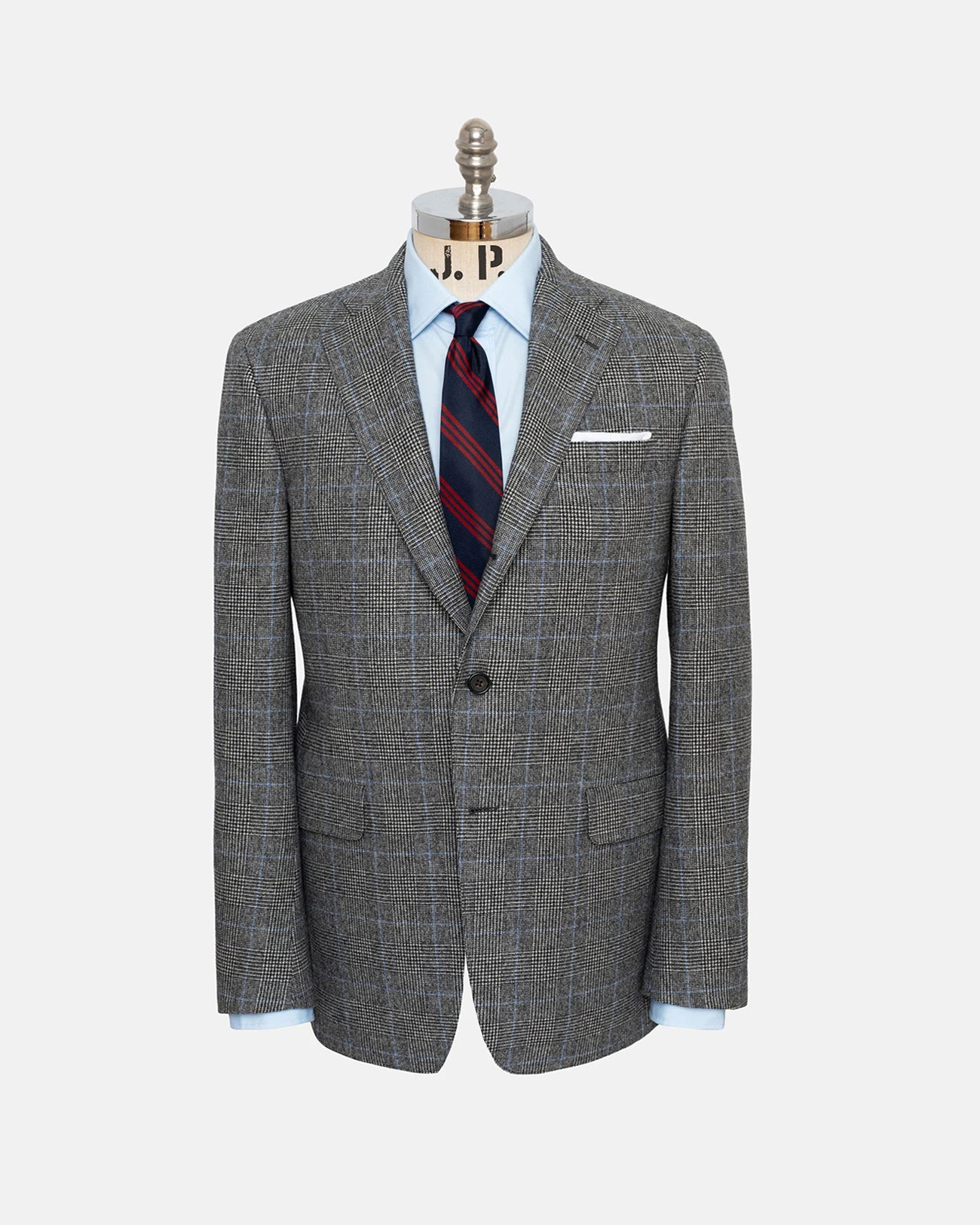 Made-in-USA Black & White Prince-of-Wales Fox Flannel Suit