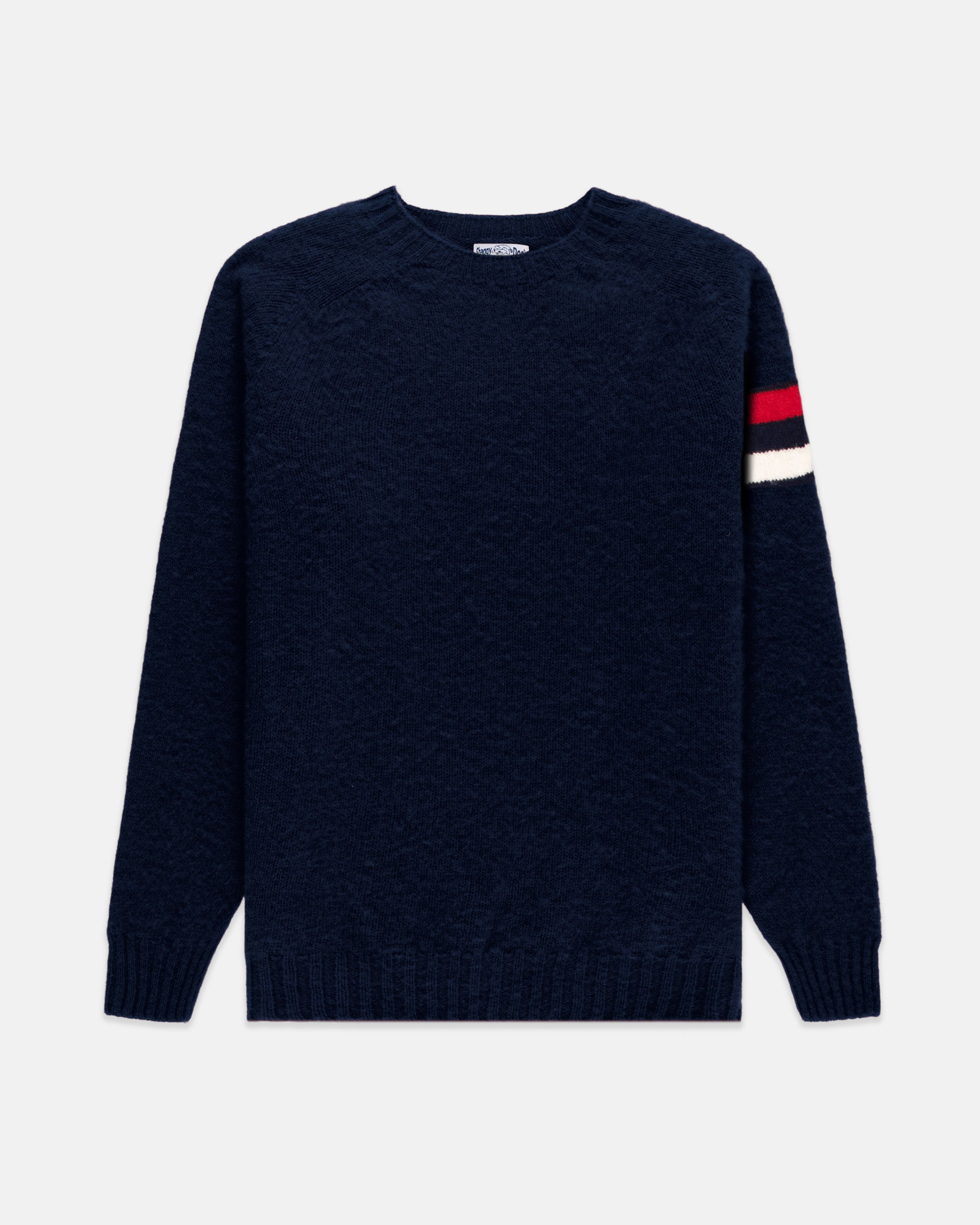 Shaggy Dog Sweater Navy Two Color Rings - Trim Fit | J.PRESS