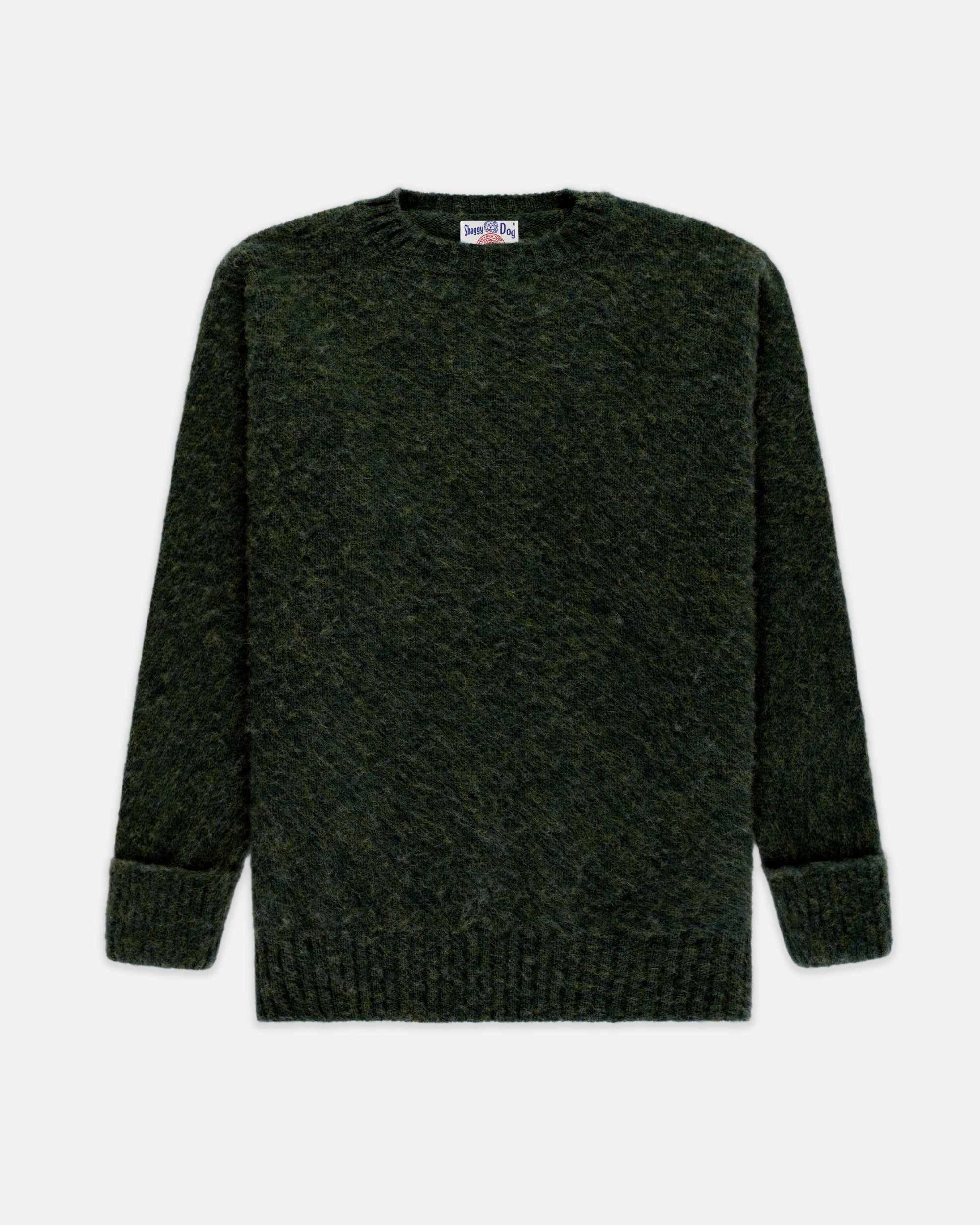 Made-in-Scotland Dark Green Shaggy Dog Sweater - Classic Fit