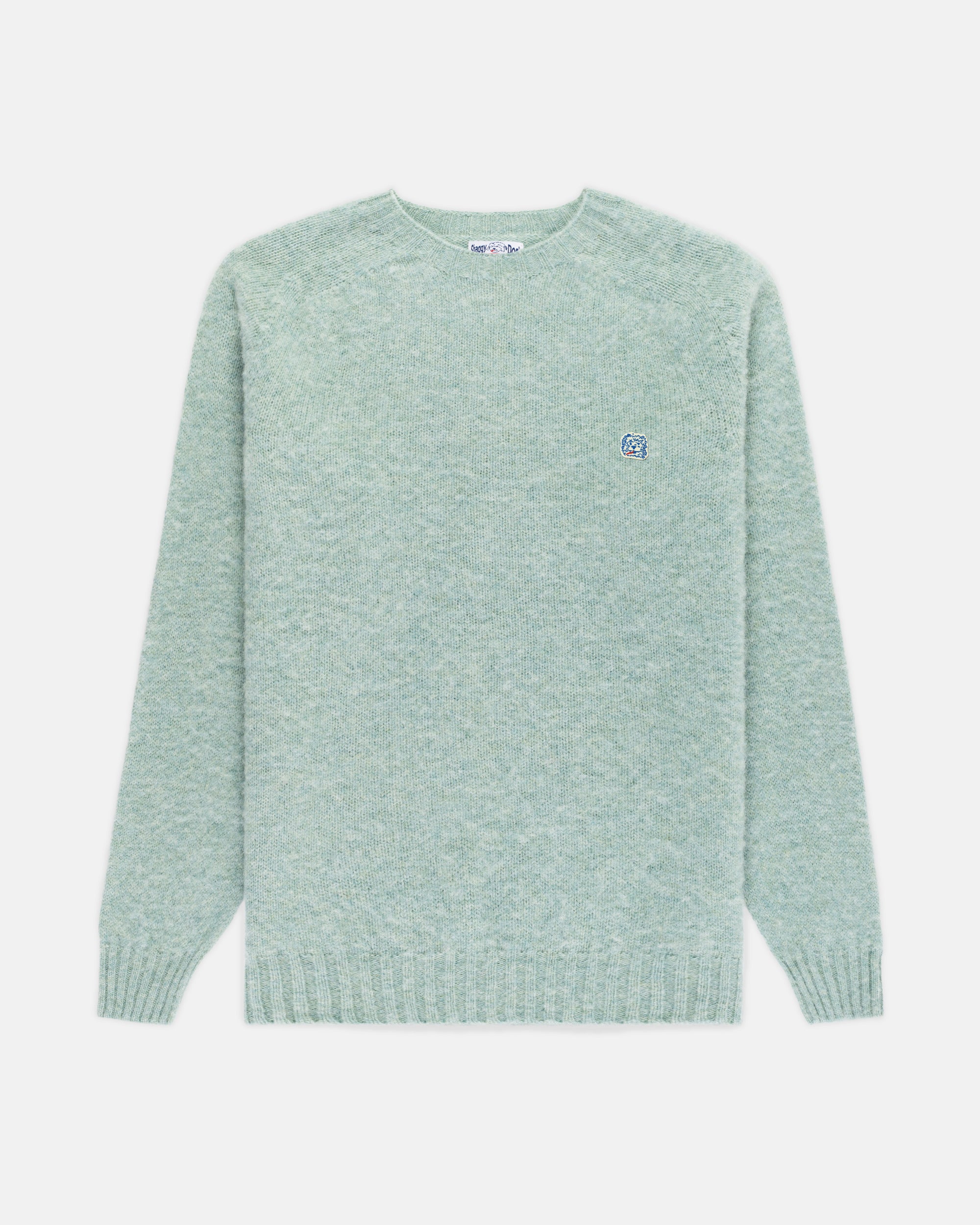 Made-in-Scotland Pale Blue Shaggy Dog Icon Sweater  - Trim Fit