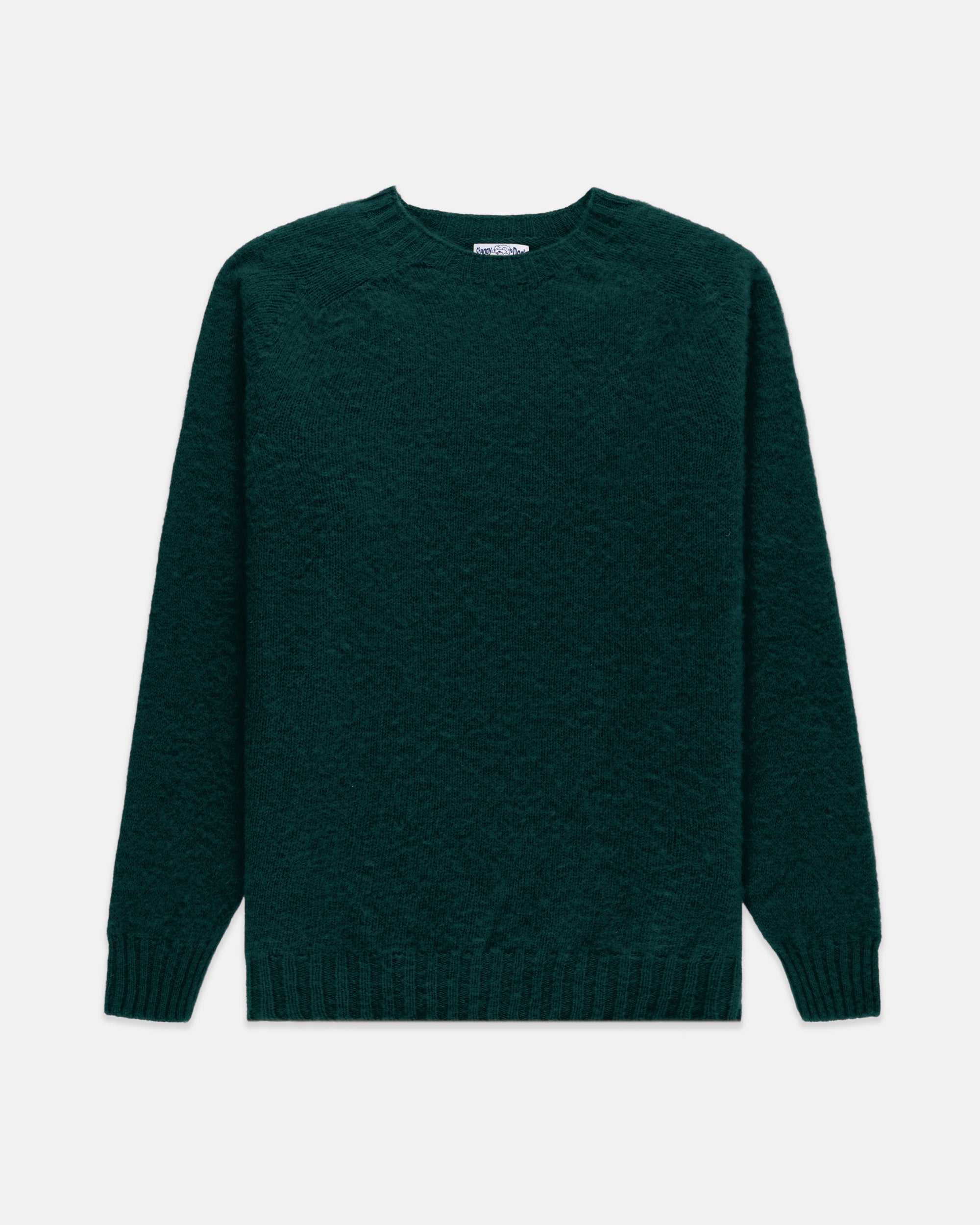 Made-in-Scotland Forest Green Shaggy Dog Sweater - Trim Fit